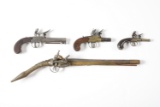 (A) LOT OF FOUR: A COLLECTOR'S LOT OF FOUR FLINTLOCK PISTOLS, INCLUDING A BALKAN RATTAIL MIQULET.
