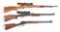 (M) LOT OF 3: WEATHERBY SEMI-AUTOMATIC, REMINGTON SLIDE ACTION, AND WINCHESTER LEVER ACTION .22 CALI