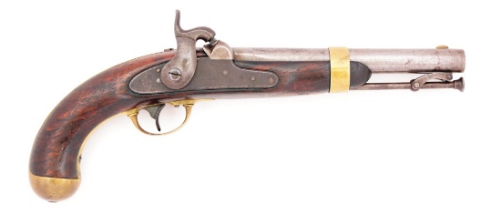 (A) A VERY RARE US MODEL 1842 SINGLE SHOT PERCUSSION MARTIAL PISTOL BY HENRY ASTON, DATED 1851, WITH