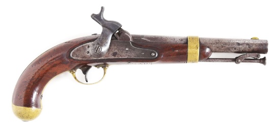 (A) RARE US SINGLE SHOT 1842 MARTIAL PISTOL WITH EXPERIMENTAL SELF-PRIMING HAMMER.