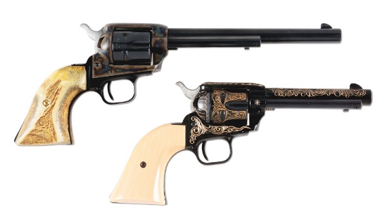 (M) TWO FINE COLT SINGLE ACTION REVOLVERS- SCOUT & BUNTLINE