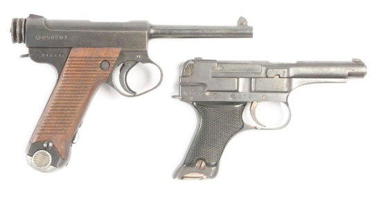 (C) LOT OF TWO: TWO JAPANESE WWII HANDGUNS: TYPE 14 17.11 DATE & TYPE 94 10.12 DATE.