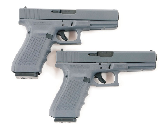 (M) LOT OF TWO: GLOCK 21 SEMI AUTOMATIC PISTOLS.