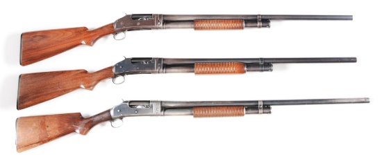 (C) LOT OF 3: WINCHESTER MODEL 97 SLIDE ACTION SHOTGUNS.