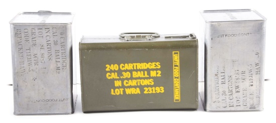 LOT OF 3: AMMO CANS OF .30 CARBINE BALL AMMUNITION.