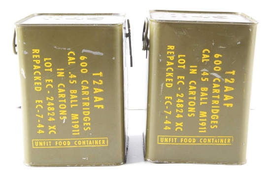 LOT OF 2: CANS OF .45 ACP AMMUNITION.