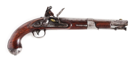 (A) A US MARTIAL SINGLE SHOT MODEL 1819 FLINTLOCK PISTOL STAMPED S. NORTH US MIDLN CONN, DATED 1822.