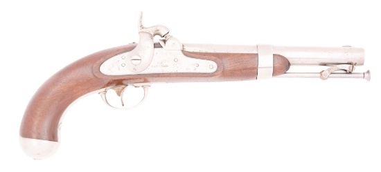 (A) A US MODEL 1842 PERCUSSION SINGLE SHOT MARTIAL PISTOL BY H. ASTON, DATED 1851.