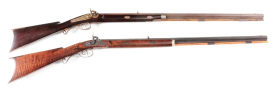 (A) LOT OF TWO: TWO PERCUSSION HALF-STOCK KENTUCKY RIFLES.