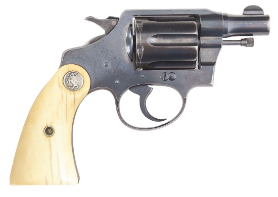 (C) PRE-WAR SQUARE BUTT COLT DETECTIVE DOUBLE ACTION REVOLVER (1932).