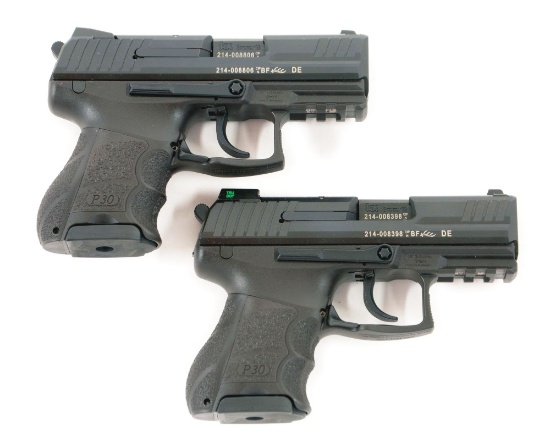 (M) LOT OF TWO: CASED H&K P-30 SK SEMI AUTOMATIC PISTOLS.
