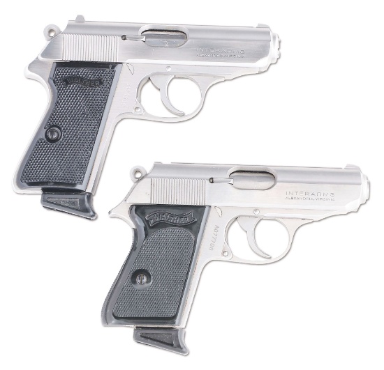 (M) LOT OF 2: WALTHER PPK and WALTHER PPK/S SEMI-AUTOMATIC PISTOLS WITH CASES.