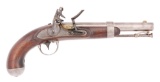 (A) A FINE US 1836 FLINTLOCK SINGLE SHOT MARTIAL PISTOL BY A. WATERS, MILBURY MASS LOCK DATED 1841.