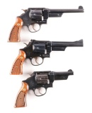(M) LOT OF 3: COLLECTIBLE SMITH & WESSON N-FRAME DOUBLE ACTION REVOLVERS.