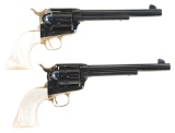 (C) PAIR OF COLT SINGLE ACTION ARMY 125TH ANNIVERSARY REVOLVERS WITH REAL MOTHER OF PEARL GRIPS (196