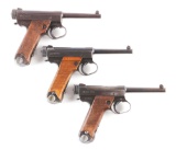 (C) LOT OF THREE: THREE JAPANESE TYPE 14 NAMBU SEMI-AUTOMATIC PISTOLS.