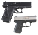 (M) LOT OF 2: GENERATION 3 GLOCK 32 AND KAHR CM9 WITH ACCESSORIES AND BOX.