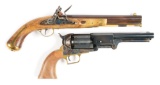 (A) LOT OF 2: PIETTA FLINTLOCK PISTOL AND COLT PERCUSSION REVOLVER.