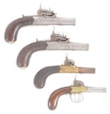 (A) LOT OF FOUR: FOUR TRYON SINGLE SHOT PERCUSSION BOOT PISTOLS, ONE PAIR..