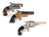 (A) LOT OF THREE: THREE ANTIQUE POCKET FIREARMS FROM COLT, SOUTHERN, AND FOREHAND & WADSWORTH.