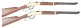 (M) LOT OF TWO: CONSECUTIVE SERIAL NUMBER HENRY REPEATING ARMS GOLDEN BOY LEVER ACTION RIFLES.