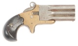 (A) FRANK WESSON STACKED THREE BARREL DERRINGER.