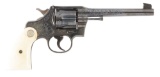 (C) ENGRAVED PRE-WAR COLT OFFICERS MODEL TARGET DOUBLE ACTION REVOLVER.