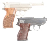 (C) LOT OF TWO: WALTHER AND CYQ P38 SEMI AUTOMATIC PISTOLS.