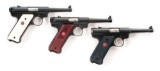 (M) LOT OF THREE: RUGER MK II SEMI-AUTOMATIC COMMEMORATIVE AND ANNIVERSARY PISTOLS.