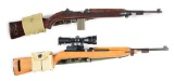 (C) LOT OF 2: SEMI AUTOMATIC M1 MILITARY CARBINES, ONE WITH SCOPE.