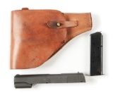 NEAR NEW ITHACA GUN CO. 1911A1 SLIDE WITH MAGAZINE AND HOLSTER.