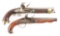 (A) LOT OF TWO: TWO FLINTLOCK PISTOLS, ONE MADE FOR THE EGYPTIAN MILITARY, THE OTHER CIVILIAN, POSSI