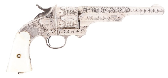 (A) EXQUISITE FACTORY ENGRAVED MERWIN & HULBERT 2ND MODEL OPEN TOP .44 SINGLE ACTION REVOLVER.