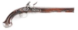 (A) A GOOD PARTLY SILVER MOUNTED LONG FLINTLOCK HOLSTER PISTOL BY KETLAND AND COMPANY, CIRCA 1780.