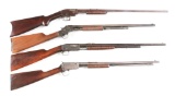 (C) LOT OF FOUR: FOUR QUALITY PRE-WAR .22 SLIDE ACTION RIFLES