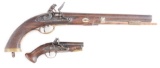 (A) LOT OF TWO: TWO FLINTLOCK PISTOLS.