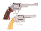 (C) LOT OF TWO: SMITH & WESSON STAINLESS STEEL DOUBLE ACTION REVOLVERS.