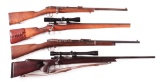 (C) LOT OF 4: SPORTERIZED MAUSER BOLT ACTION RIFLES.