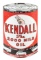 Kendall Motor Oil Die Cut Porcelain Can Sign W/ Automotive Graphics.