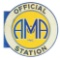 AMA American Motorcyclist Association Official Station Tin Flange Sign.