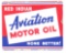 Red Indian Aviation Motor Oil Porcelain Oil Can Rack Sign.