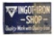 Ingot Iron Shop Porcelain Flange Sign.