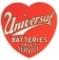 Universal Batteries Sales & Service Die Cut Tin Sign.