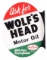 New Old Stock Ask For Wolf's Head Motor Oils Tin Flange Sign.