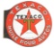 Texaco Motor Oil Huile Pour Autos Porcelain Flange Sign.