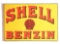 Shell Benzin Porcelain Flange Sign W/ Shell Graphic.