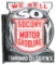 Socony Motor Gasoline Porcelain Flange Sign.