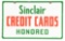 Sinclair Gasoline Credit Cards Honored Porcelain Service Station Sign.