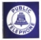 Bell System Public Telephone Porcelain Flange Sign.