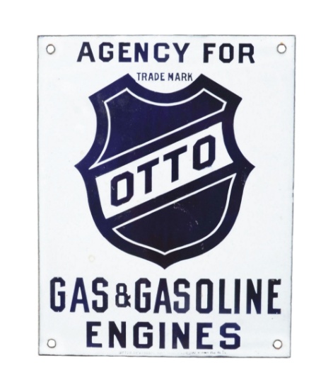 Agency For Otto Gas & Gasoline Engines Porcelain Sign.
